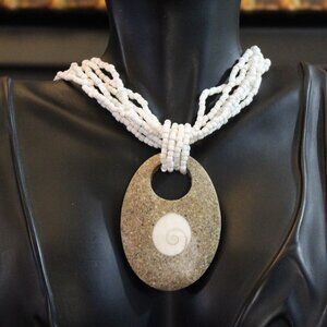 Shiva Shell Composite Glass Beaded Necklace